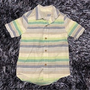 Children’s Place boys striped shirt, size small, white, blue and green stripes